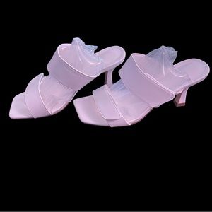 White double strap heels